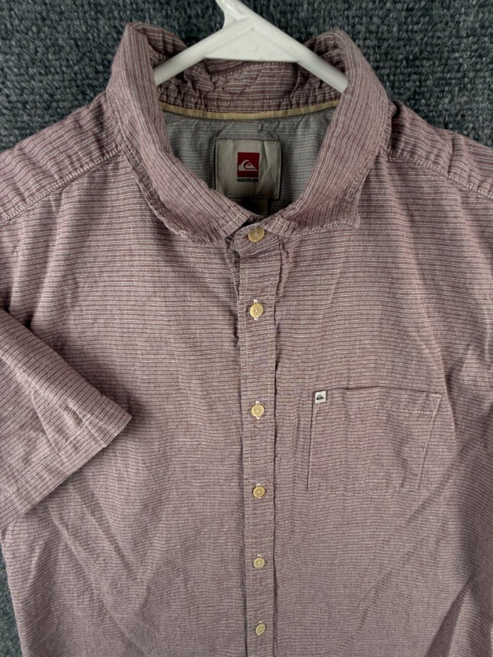 Quiksilver Quicksilver Button Up Shirt Short Sleeve Small Red Striped Regular